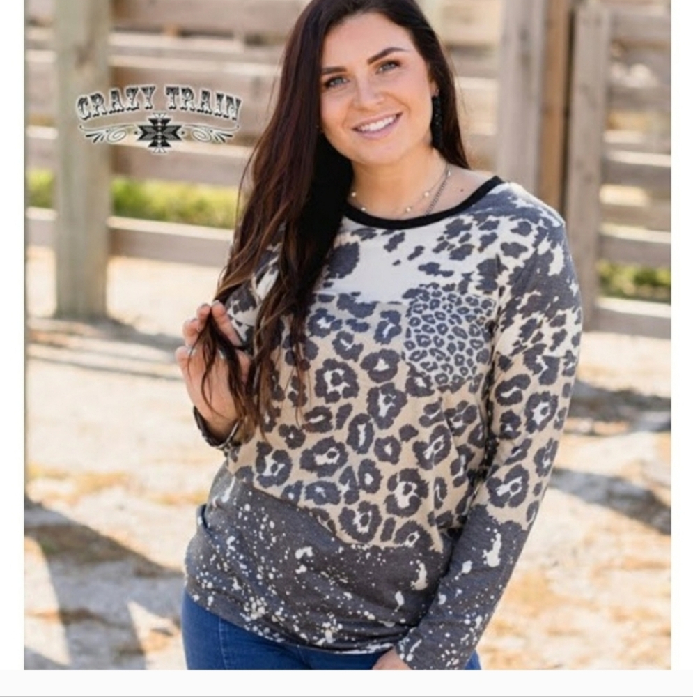 Crazy Train Ramblin' Rock Leopard Print Long Sleeve Top
